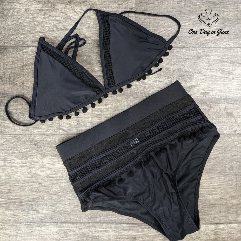 Aleumdr High Waist Two Pieces Tassel Bikini - Picture 3 of 3